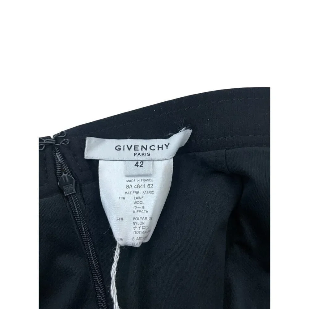 Givenchy Paris Womens Wool Skirt Size 42 US 10 Black kick pleats NWT